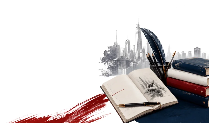 Open books and publishing materials